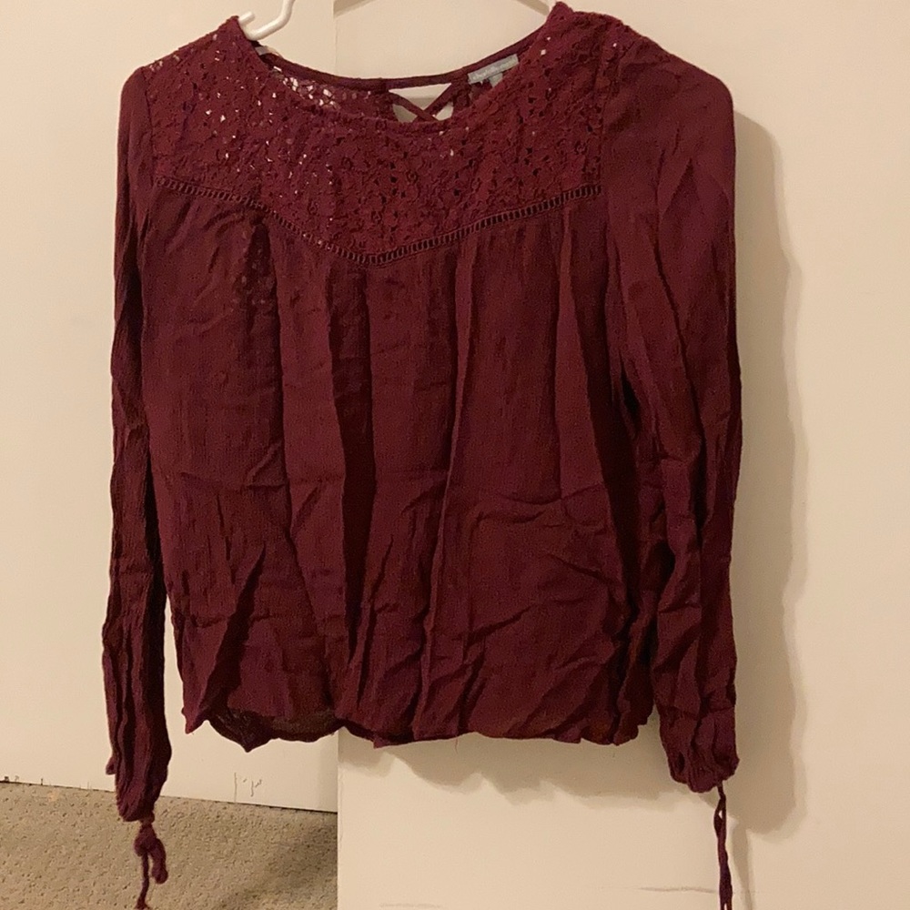 Maroon Top with Lace detail